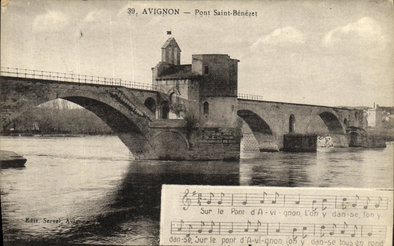 Puente santo Benezet de Avignon de la POSTAL de la VENDIMIA