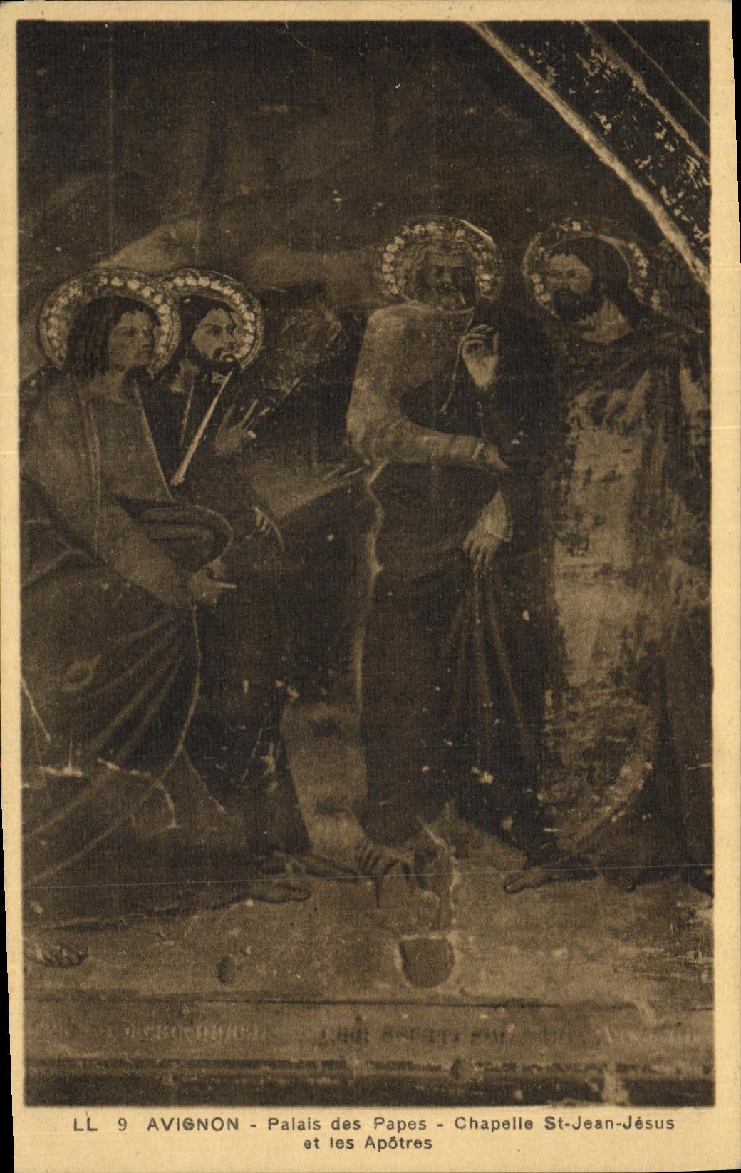 Paladar de Avignon de la POSTAL de la VENDIMIA de los papas Vault St Jean Jesús y los apostoles
