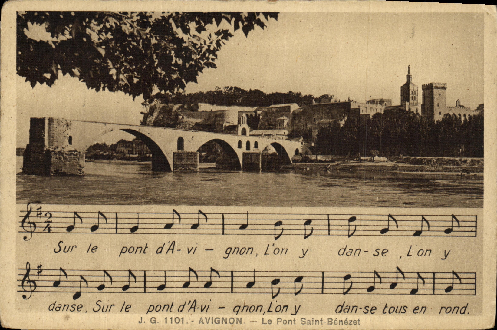 POSTAL Avignon de la VENDIMIA el puente santo Benezet