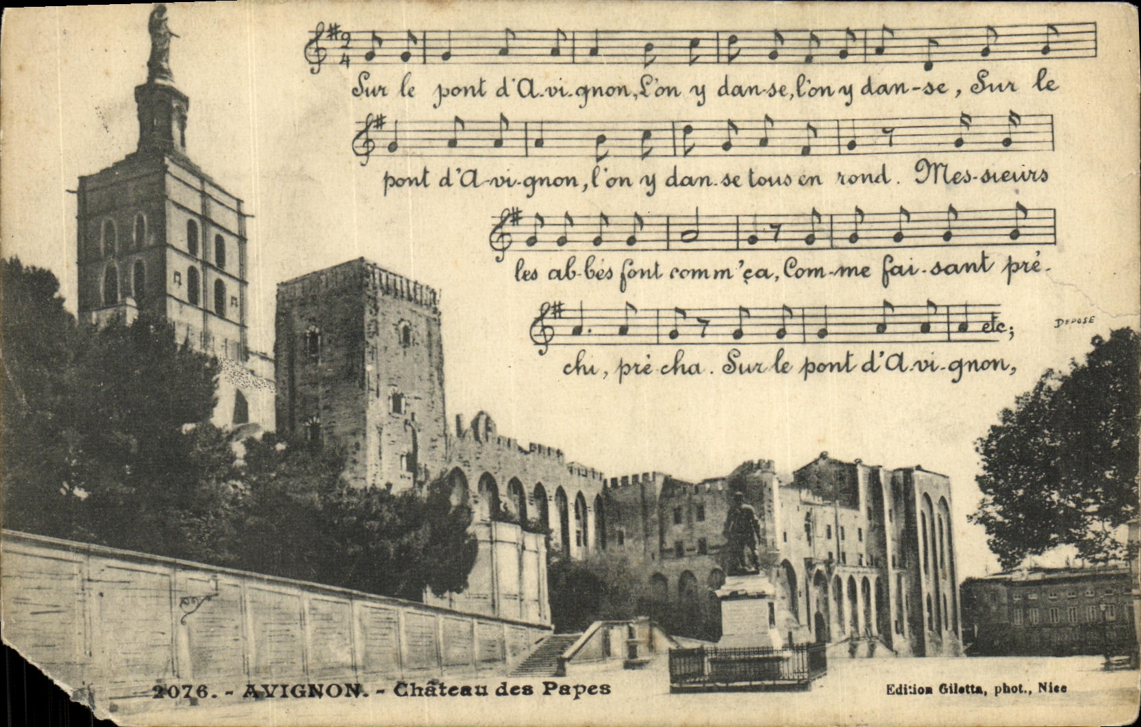 Castillo de Avignon de la POSTAL de la VENDIMIA de los papas