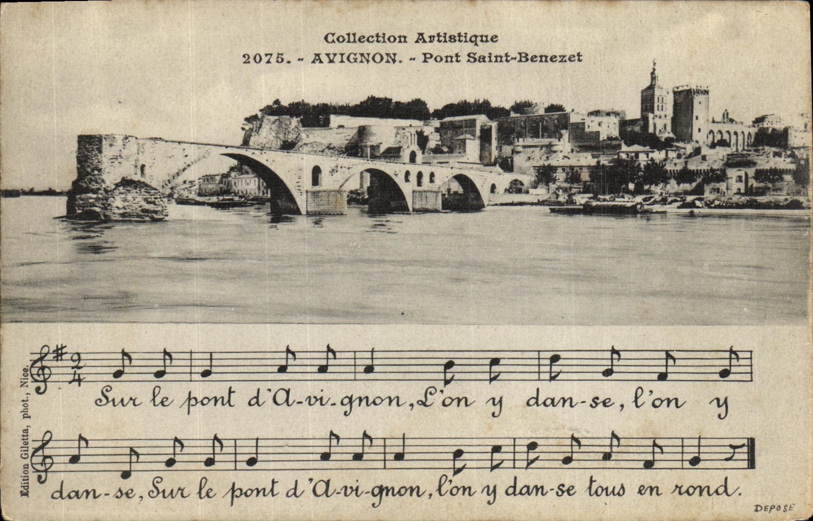 POSTAL Avignon de la VENDIMIA el puente santo Benezet