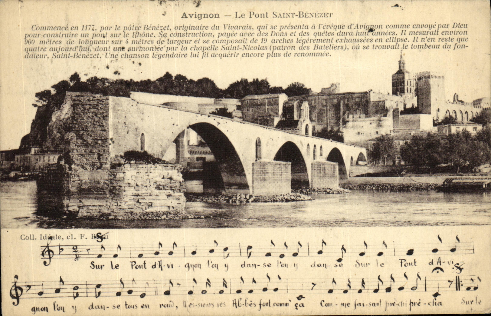 POSTAL Avignon de la VENDIMIA el puente santo Benezet