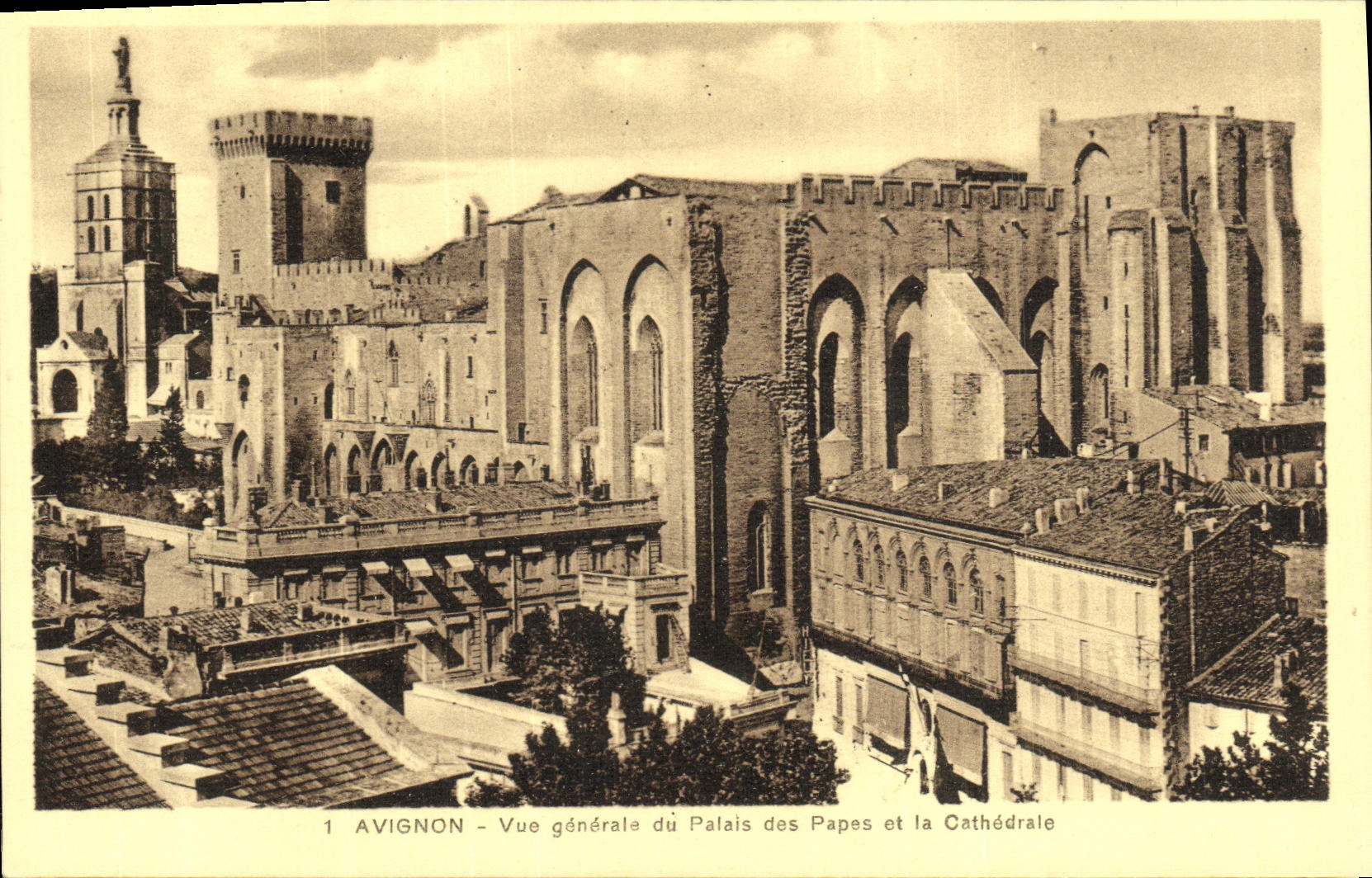 Opinion de Avignon de la POSTAL de la VENDIMIA del paladar de los papas y de la catedral