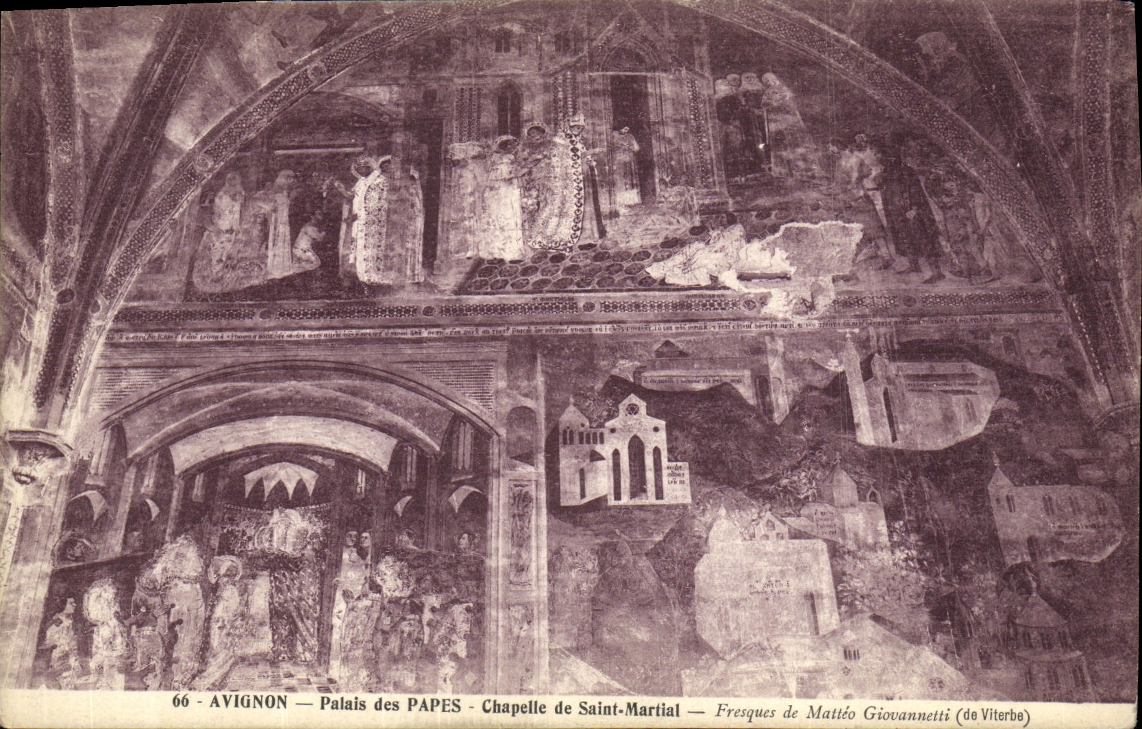 Paladar de Avignon de la POSTAL de la VENDIMIA de los papas Vault de frescos Saint marciales de Matteo Giovanetti