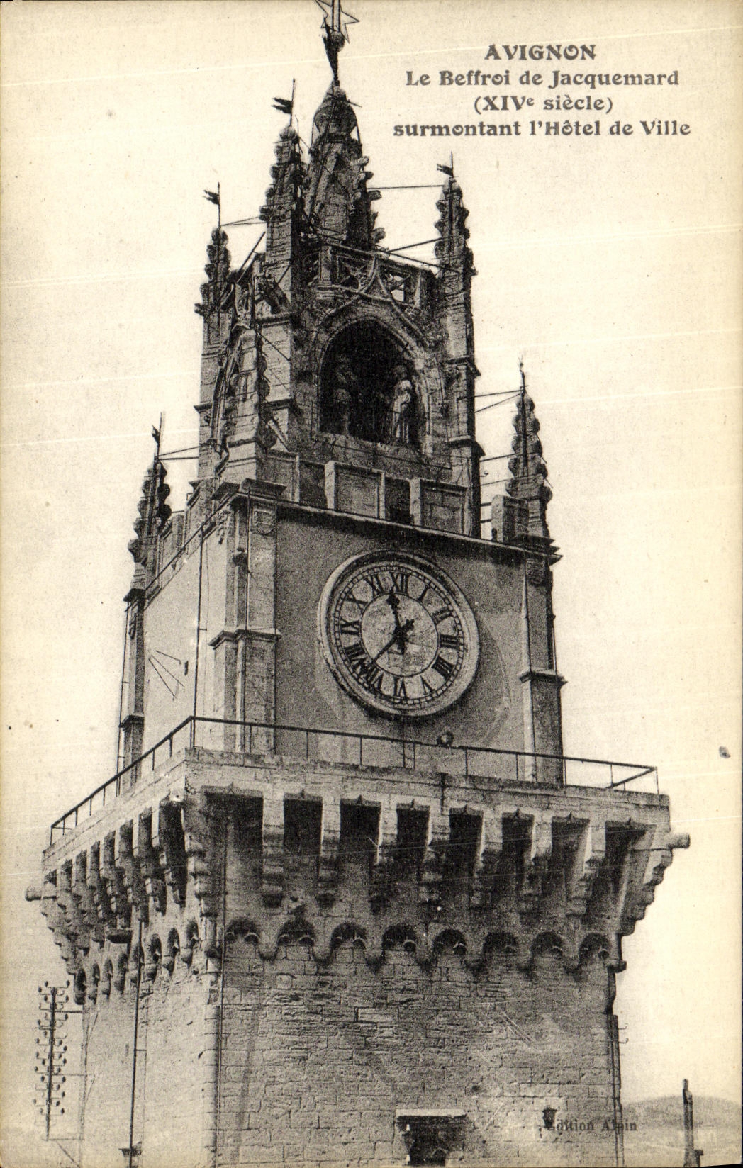 POSTAL Avignon de la VENDIMIA el campanario de una iglesia de Jacquemard