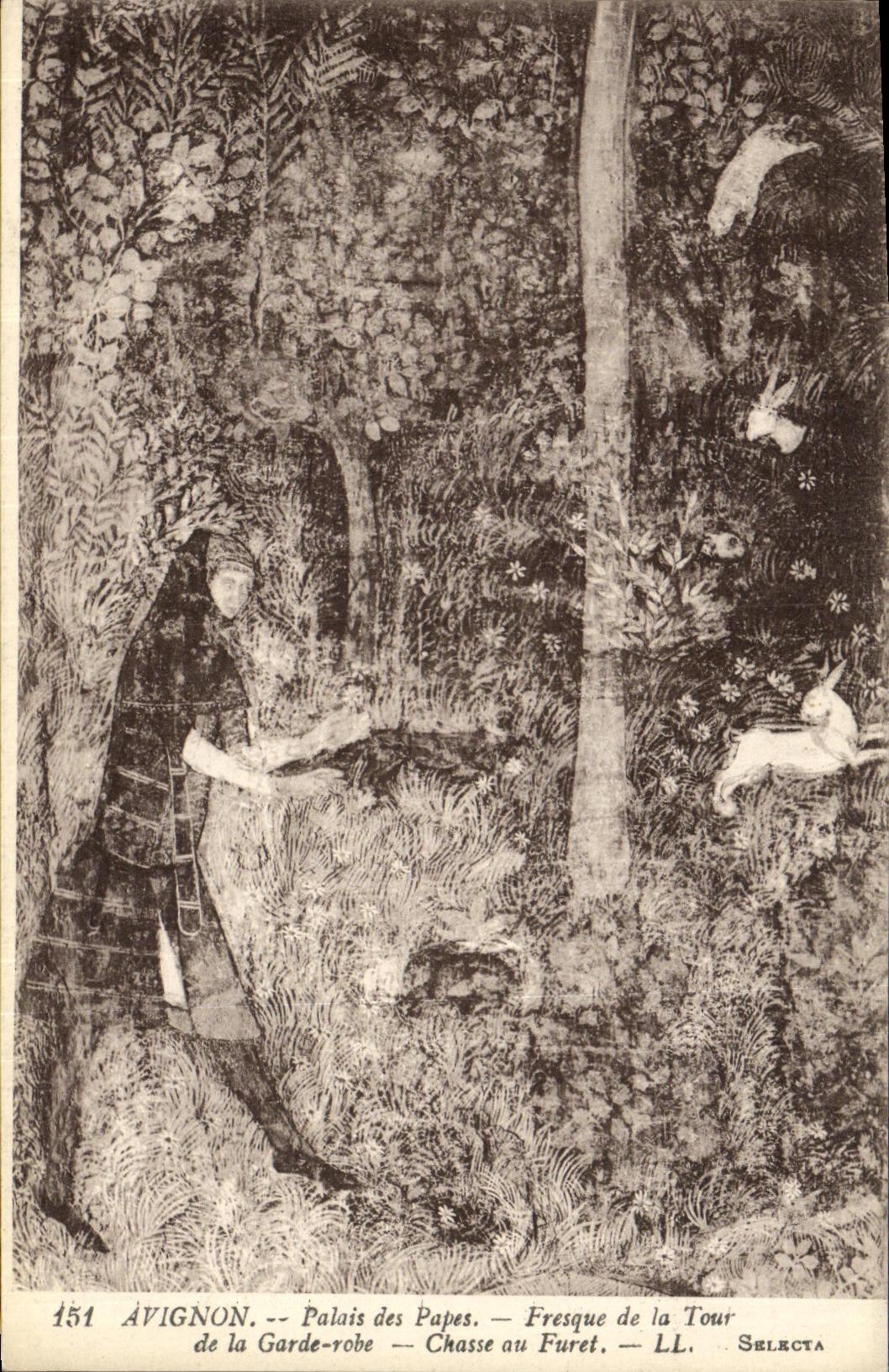 La POSTAL Avignon Palais de la VENDIMIA de los papas Fresco de la torre de los abrigos del protector Chasse para el limpiador de pipa