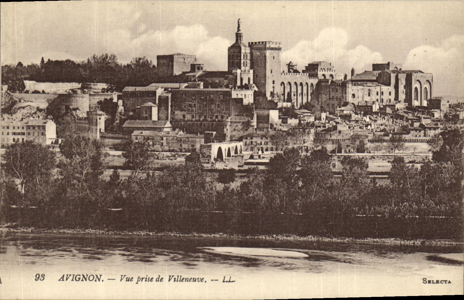 POSTAL Avignon de la VENDIMIA vista de Villeneuve