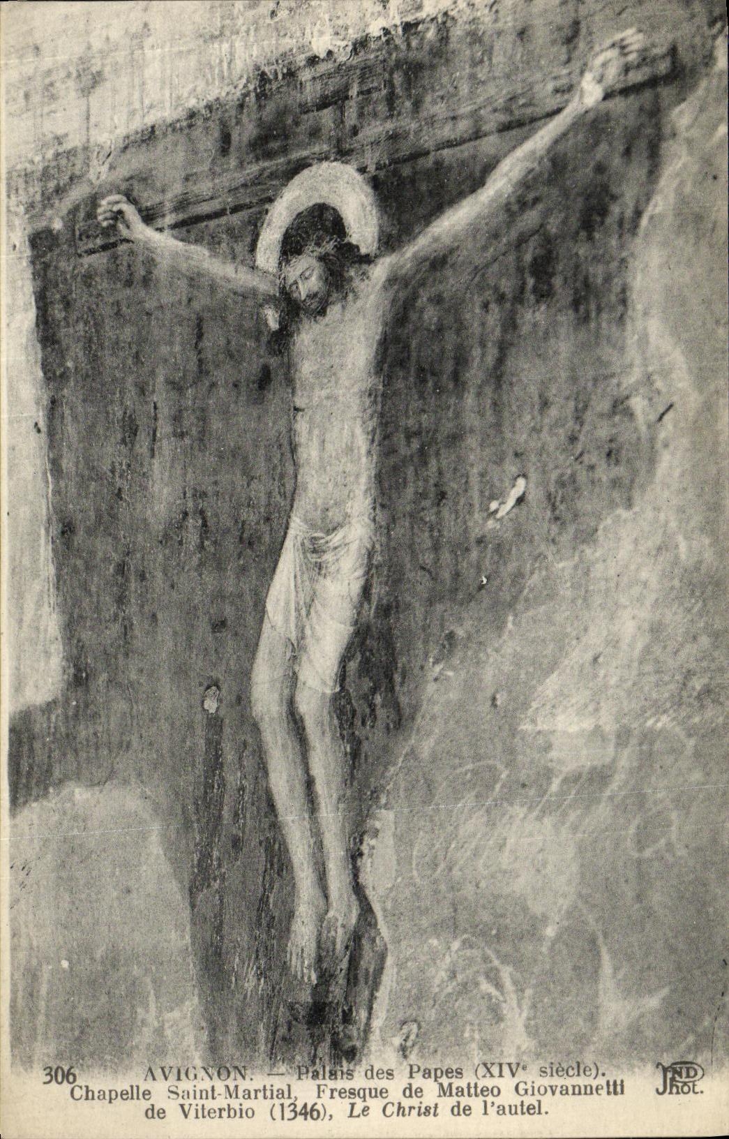 Paladar de Avignon de la POSTAL de la VENDIMIA de los papas Vault Saint Martial Fresco de MAtteo Giovanelli de Viterbio el Cristo de L puente del horno