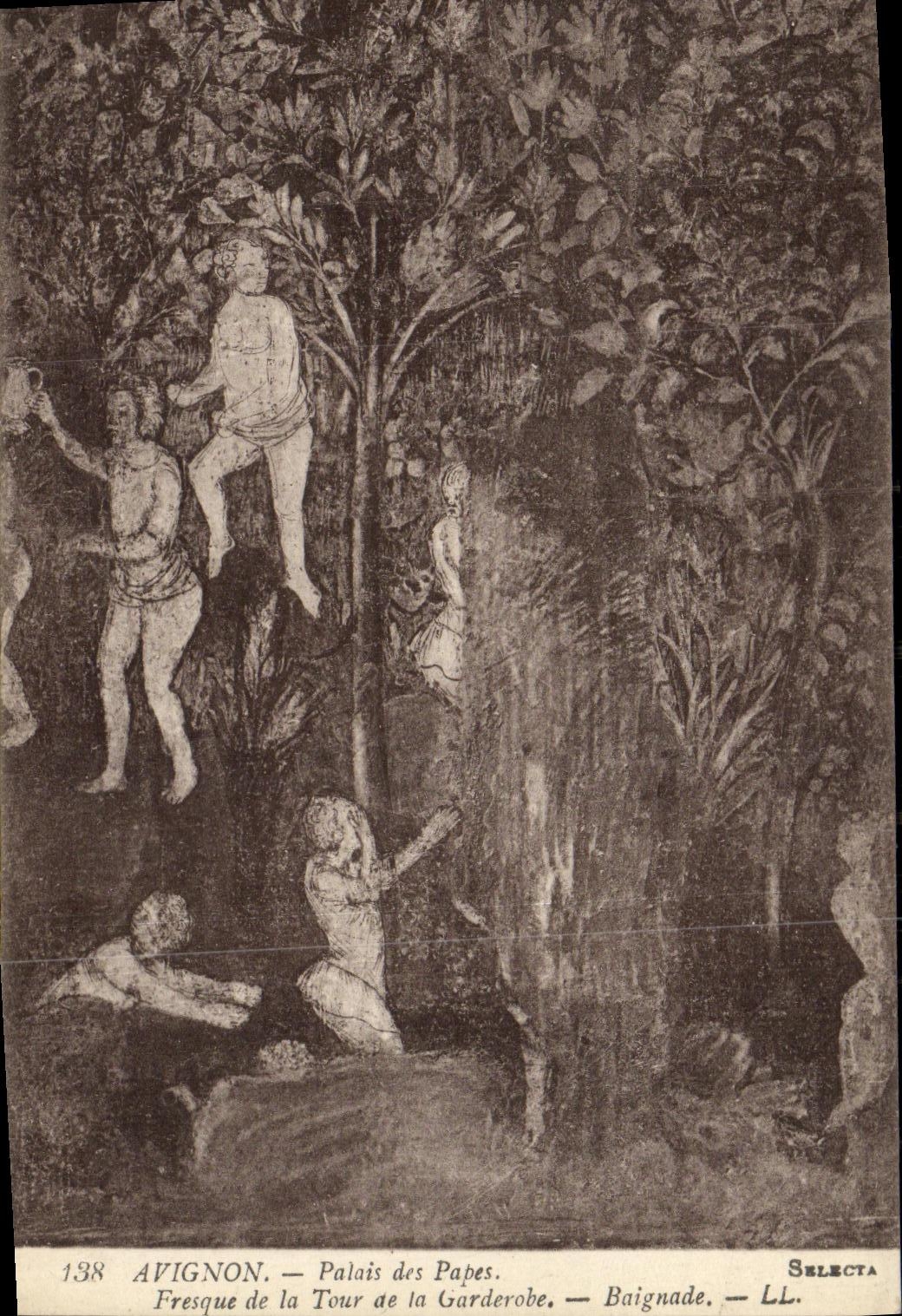 El paladar de Avignon de la POSTAL de la VENDIMIA de los papas Fresco de la torre del garderobe se bana