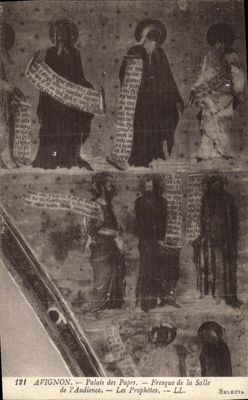 La POSTAL Avignon Palais de la VENDIMIA de los papas Fresco Of el cuarto de L va abajo para oir a los profetas