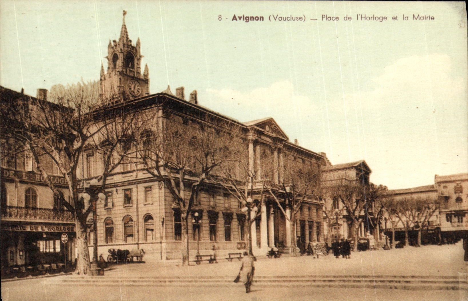 La POSTAL Avignon de la VENDIMIA pone L Horloge y el ayuntamiento