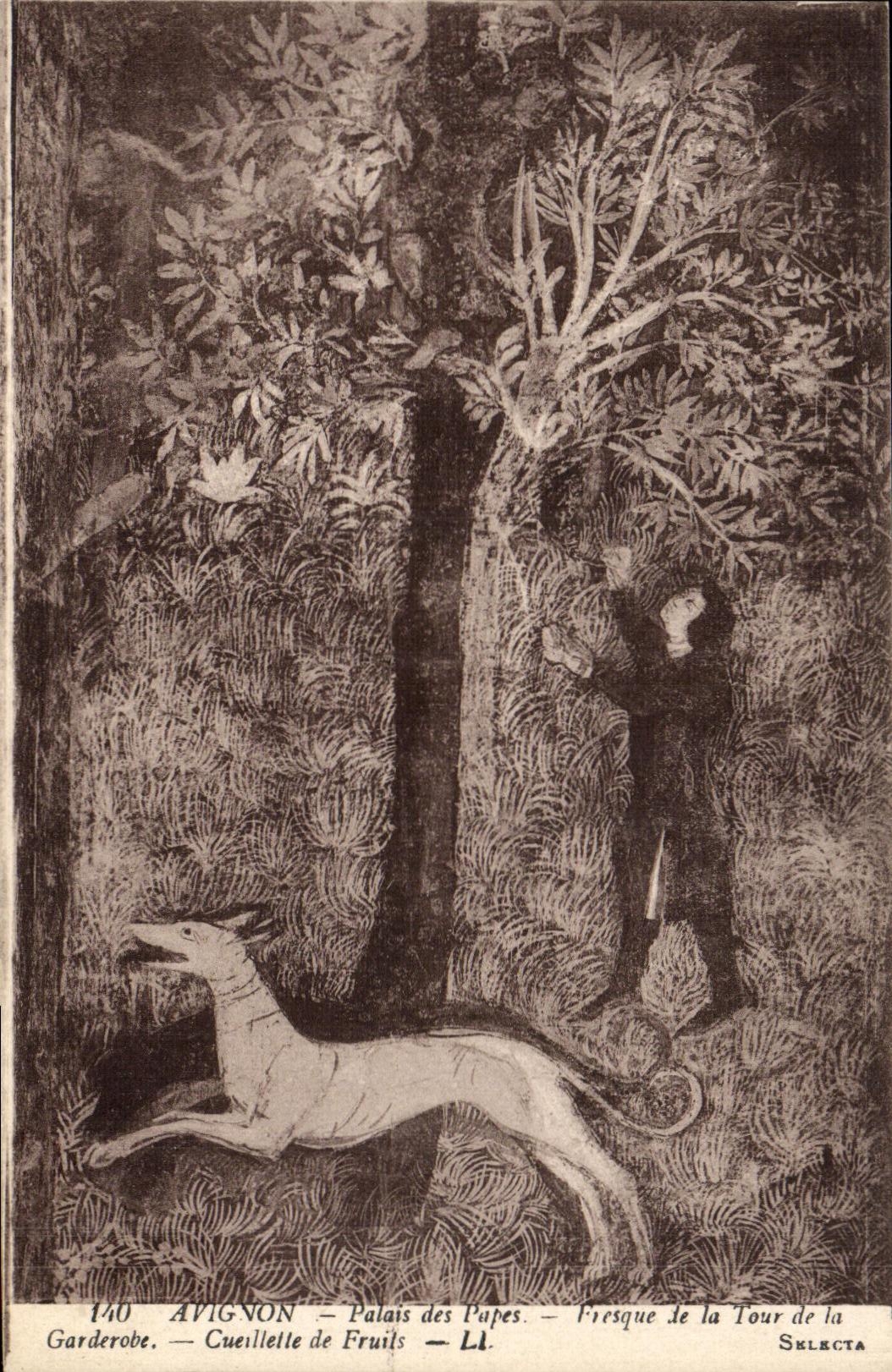 Paladar de Avignon de la POSTAL de la VENDIMIA de los papas Fresco de la torre de la reunion de Garderobe de frutas