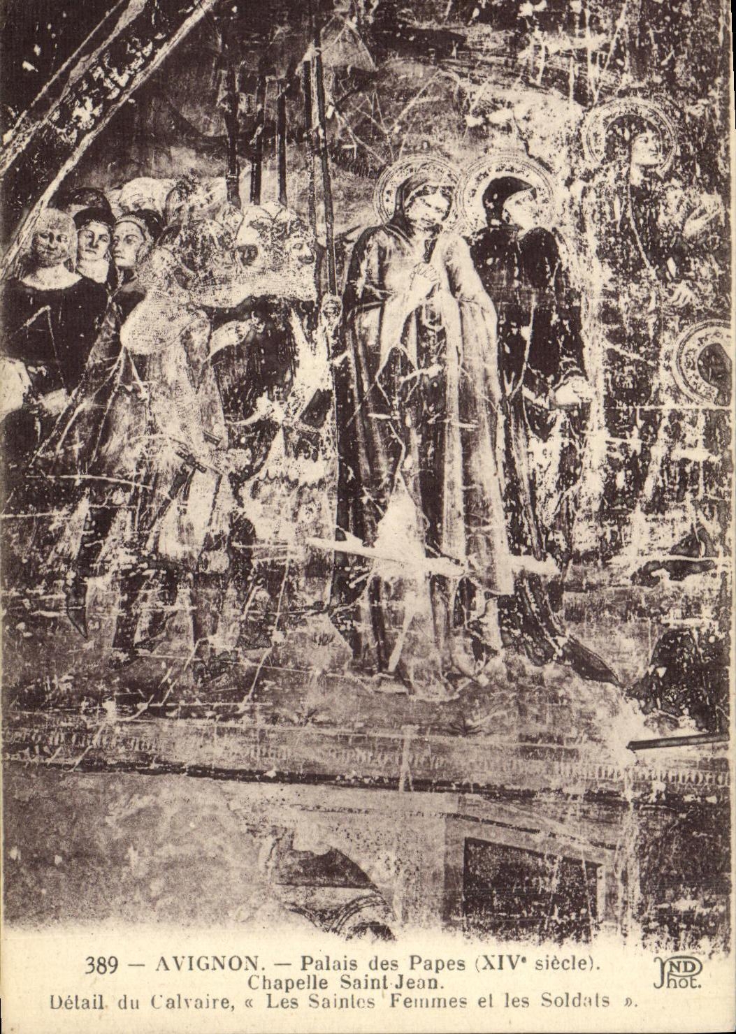 Paladar de Avignon de la POSTAL de la VENDIMIA de los papas Vault Saint Jean Detail de las mujeres y de los soldados santos del martirio