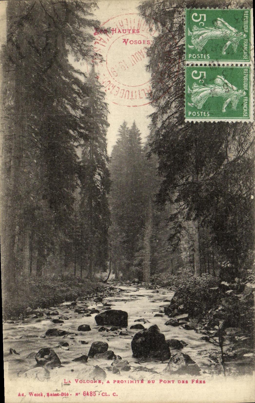 VINTAGE POSTCARD the High Vosges Vologne with the proximity of the bridge of the fairies
