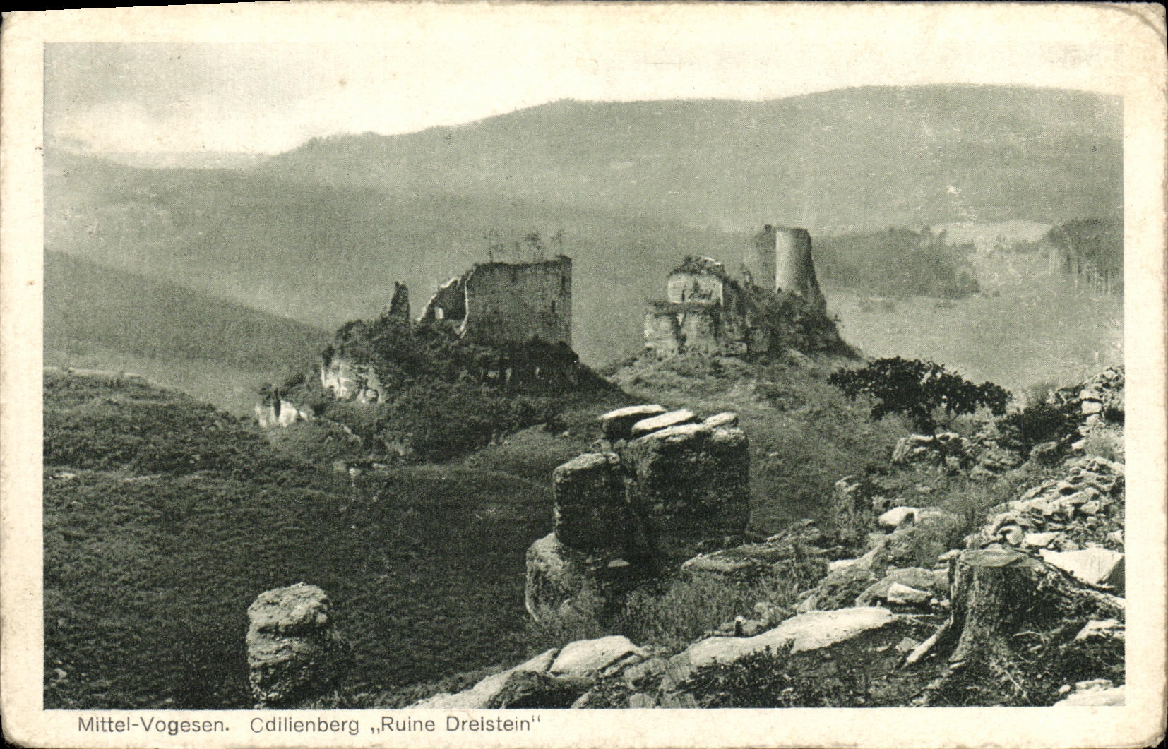 VINTAGE POSTCARD Mittel Vogesen Ruins Dreistein