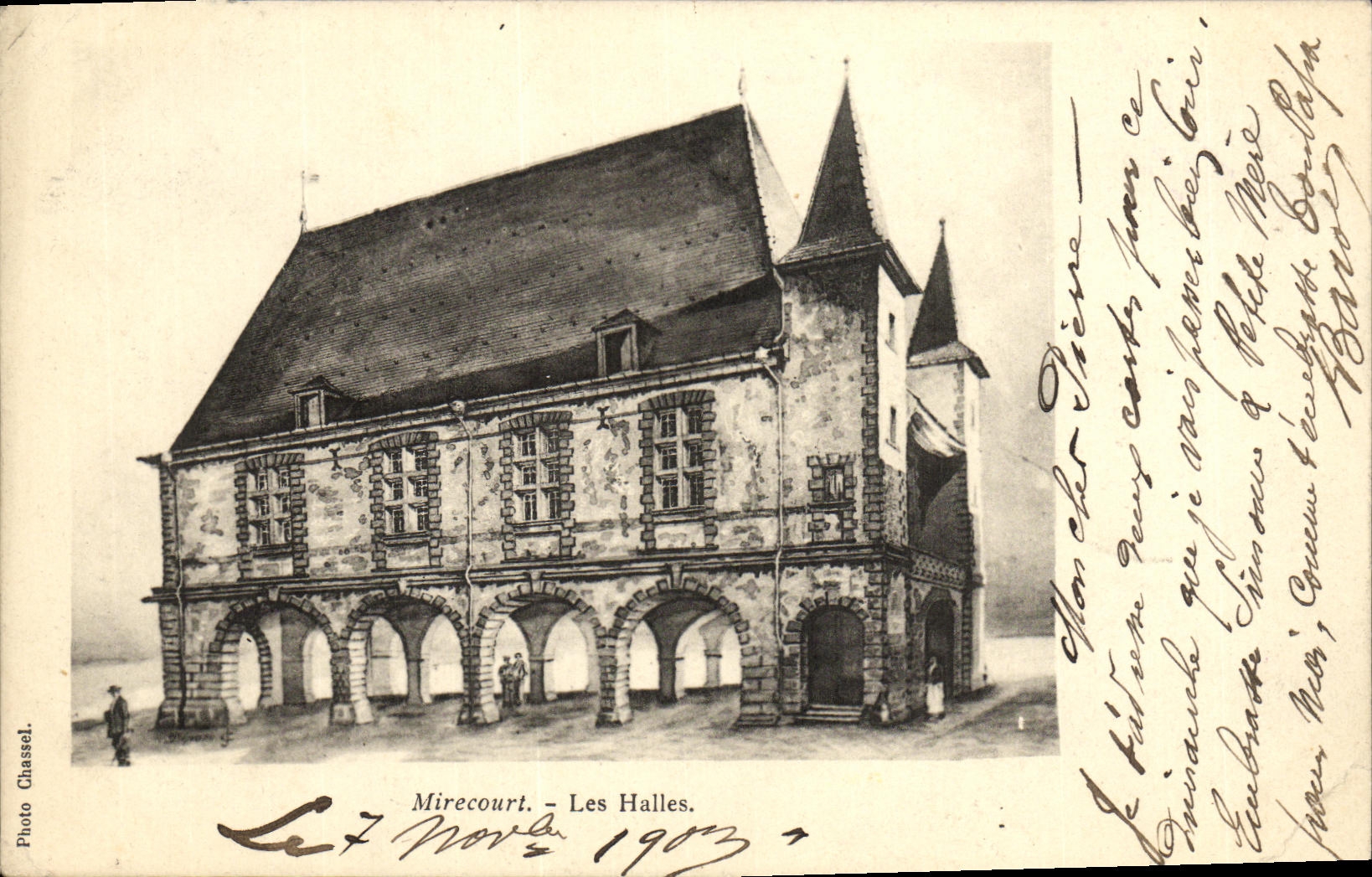 Mercados de Mirecourt de la POSTAL de la VENDIMIA
