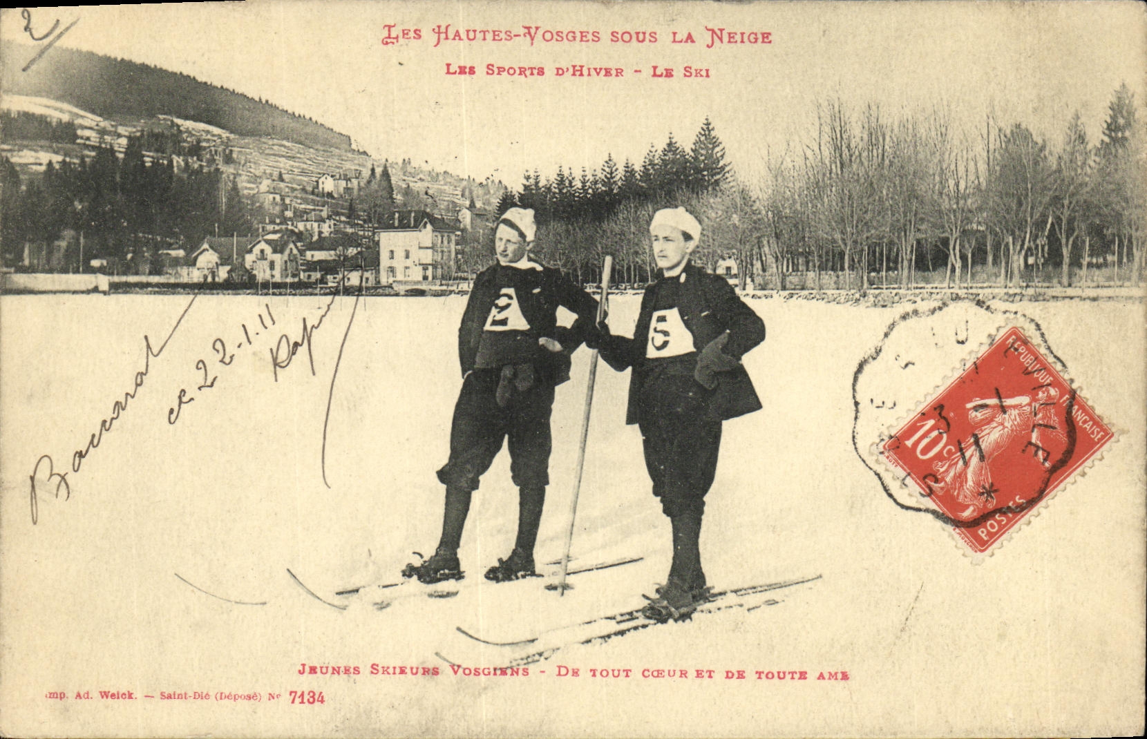 VINTAGE POSTCARD the High Vosges Under Snow the sports D winter the ski Vosgean Young people skiers
