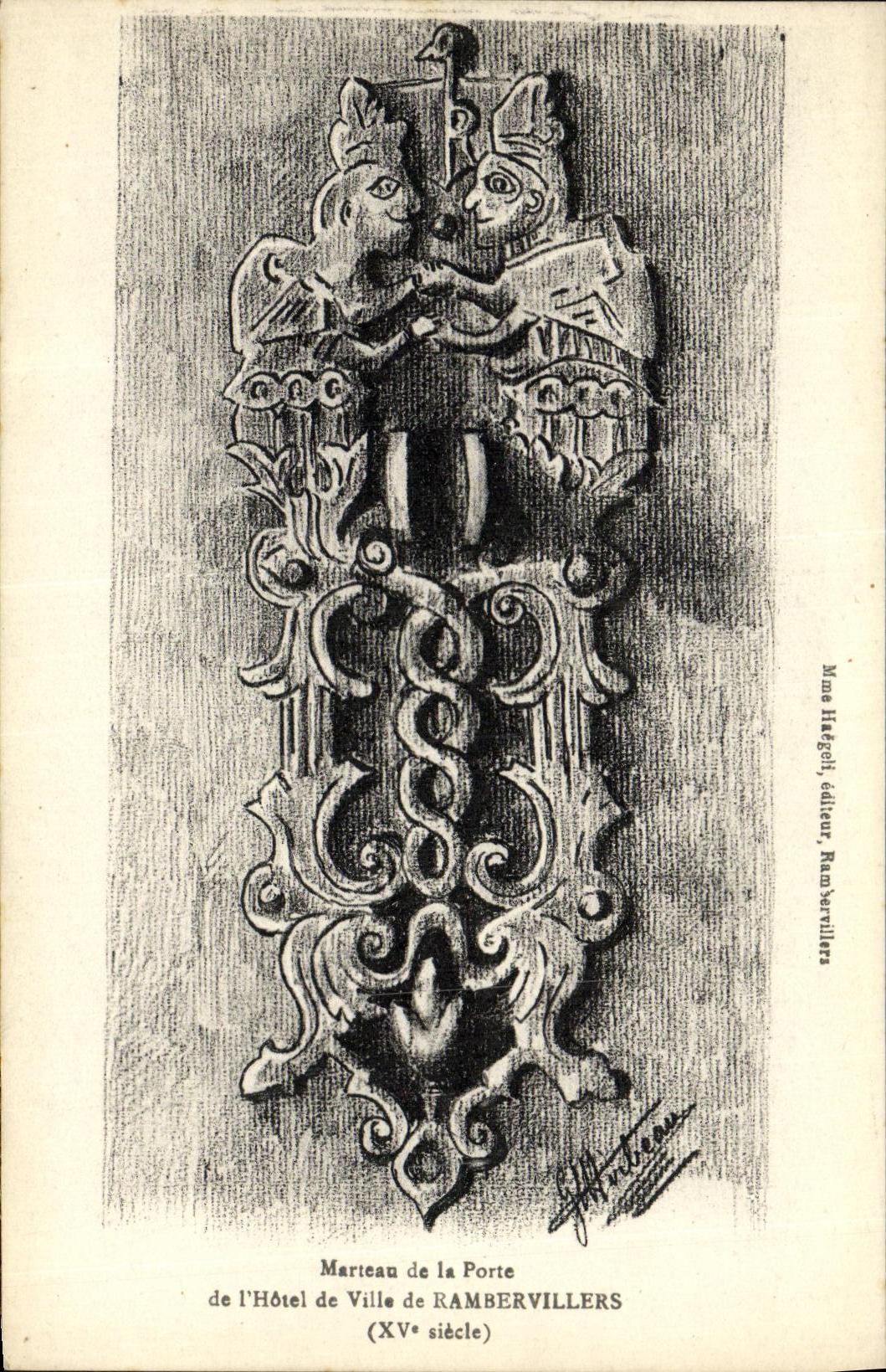 CPA Marteau De La Porte De L Hotel de Ville De Rambervillers 