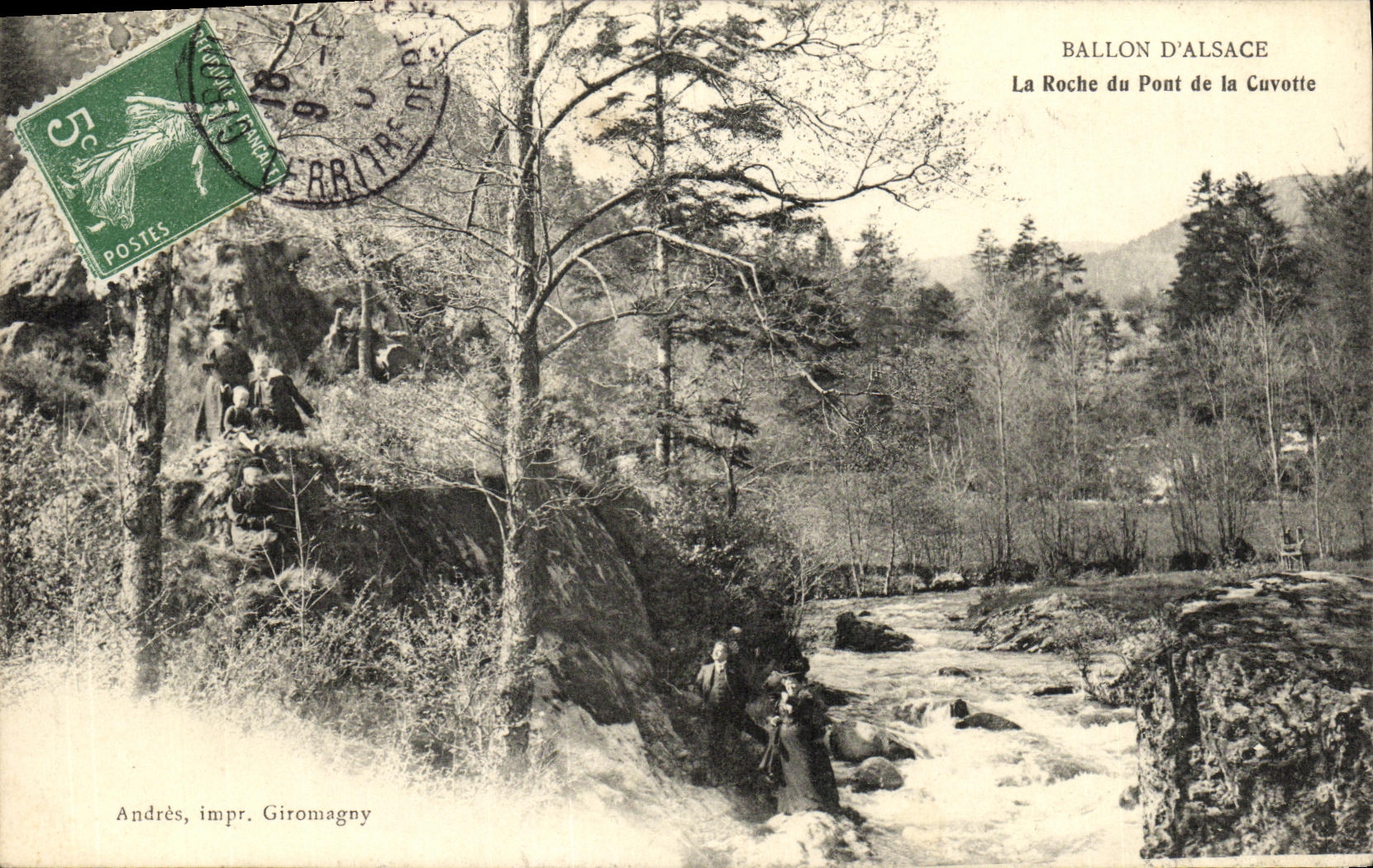 VINTAGE POSTCARD Balloon D Alsace the Rock of the Bridge of Cuvotte