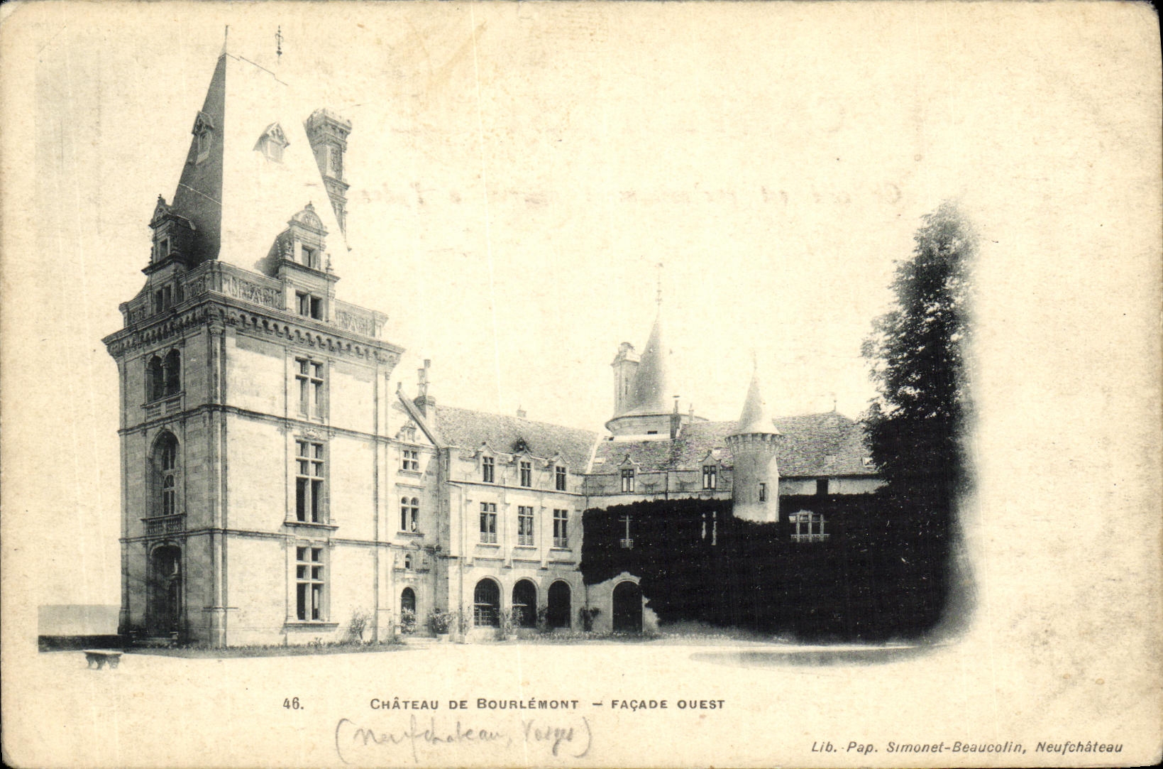 VINTAGE POSTCARD Castle De Bourlemont Western Frontage