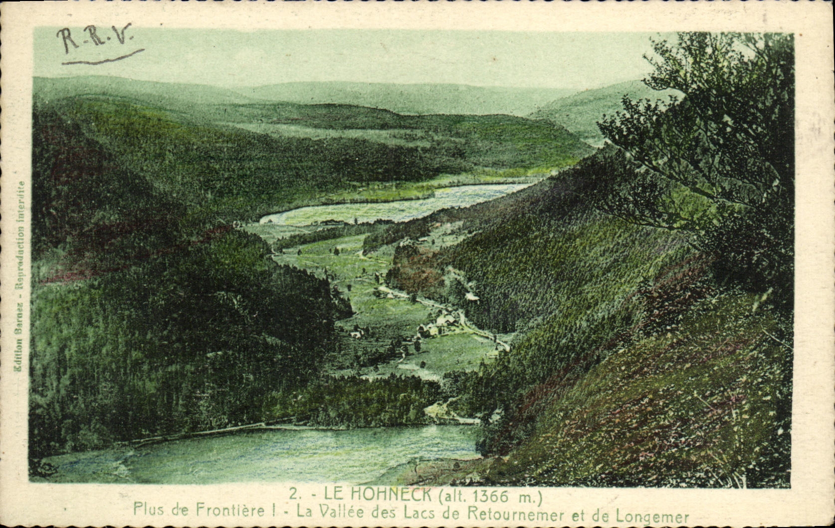 POSTAL Hohneck de la VENDIMIA mas frontera el valle de los lagos Retournemet y Longemer