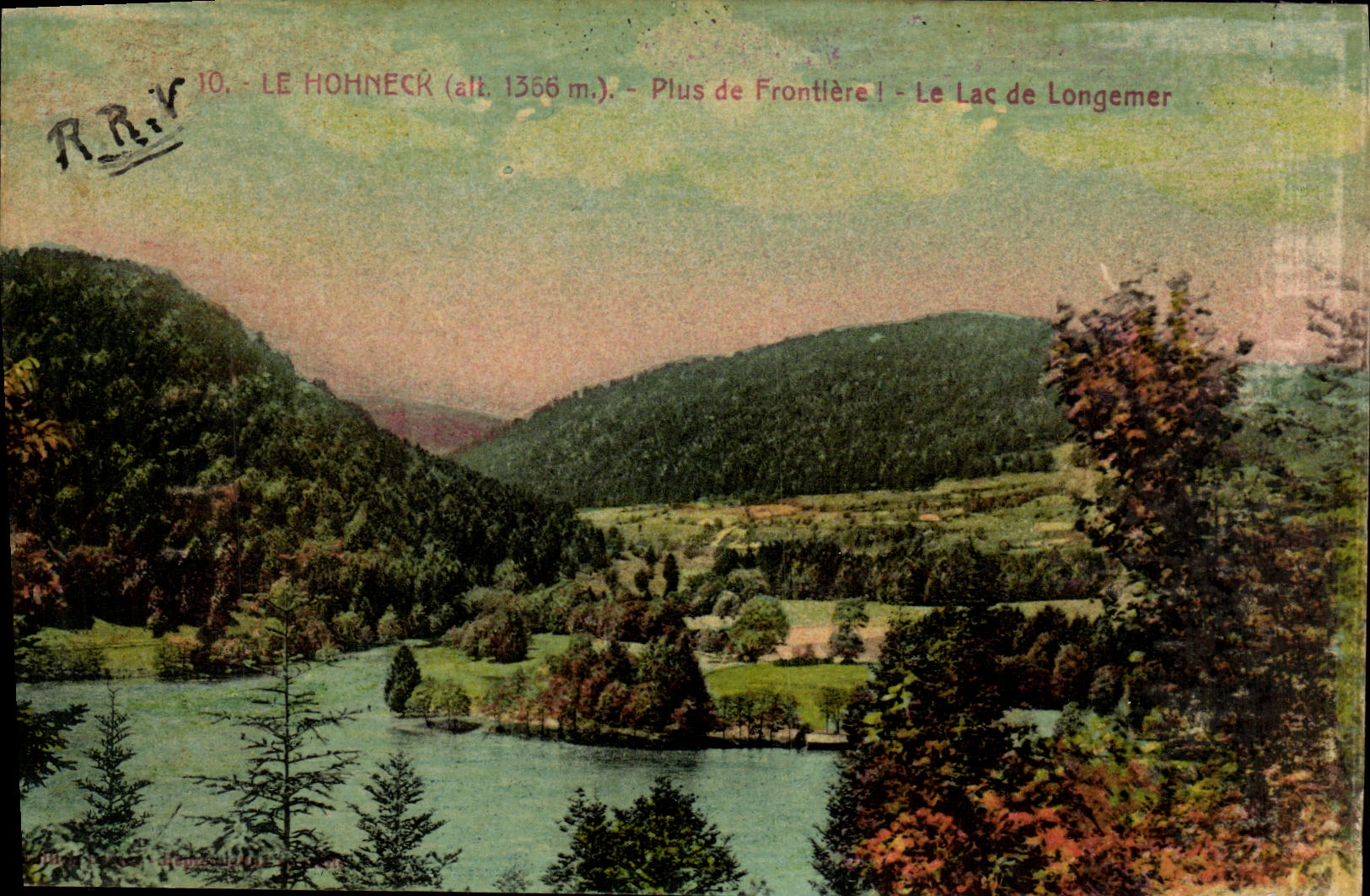 POSTAL Hohneck de la VENDIMIA mas frontera el lago Longemer
