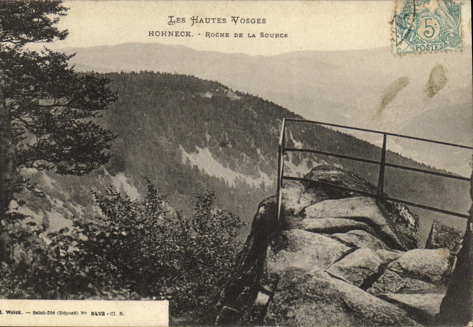 VINTAGE POSTCARD Hohneck Rock Of the Source
