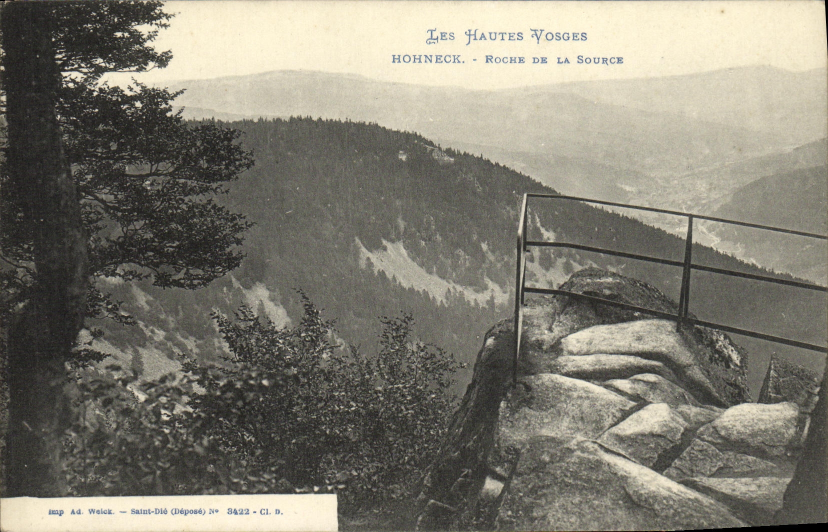 VINTAGE POSTCARD the High Vosges Hohneck Rock Of the Source