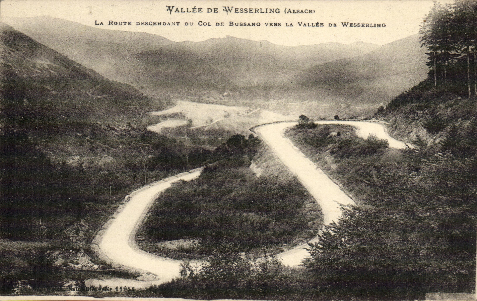 VINTAGE POSTCARD Collar De Bussang Valley Towards Wesserling the road downward of the collar of Bussang towards the valley of Wesserling