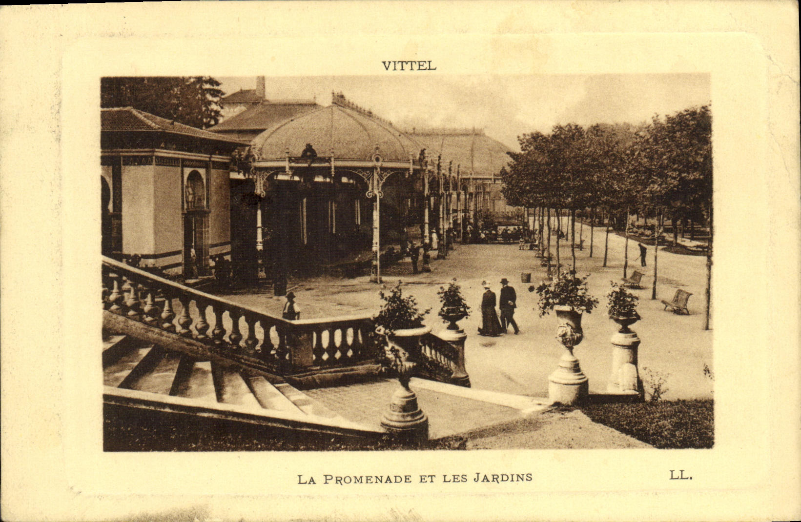 VINTAGE POSTCARD Vittel the Walk And Gardens