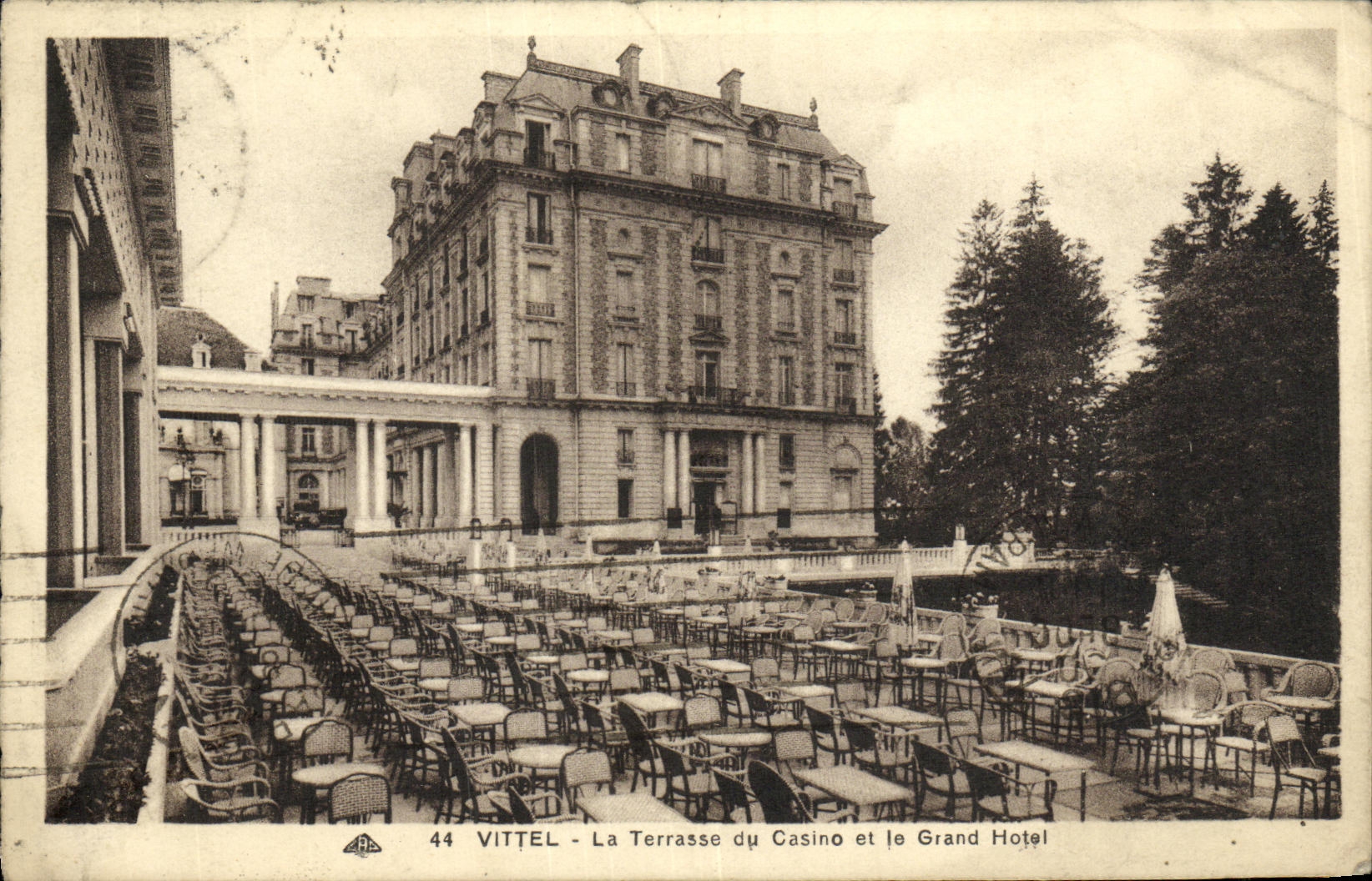 VINTAGE POSTCARD Vittel the Terrace Of the Casino and the Large Hotel