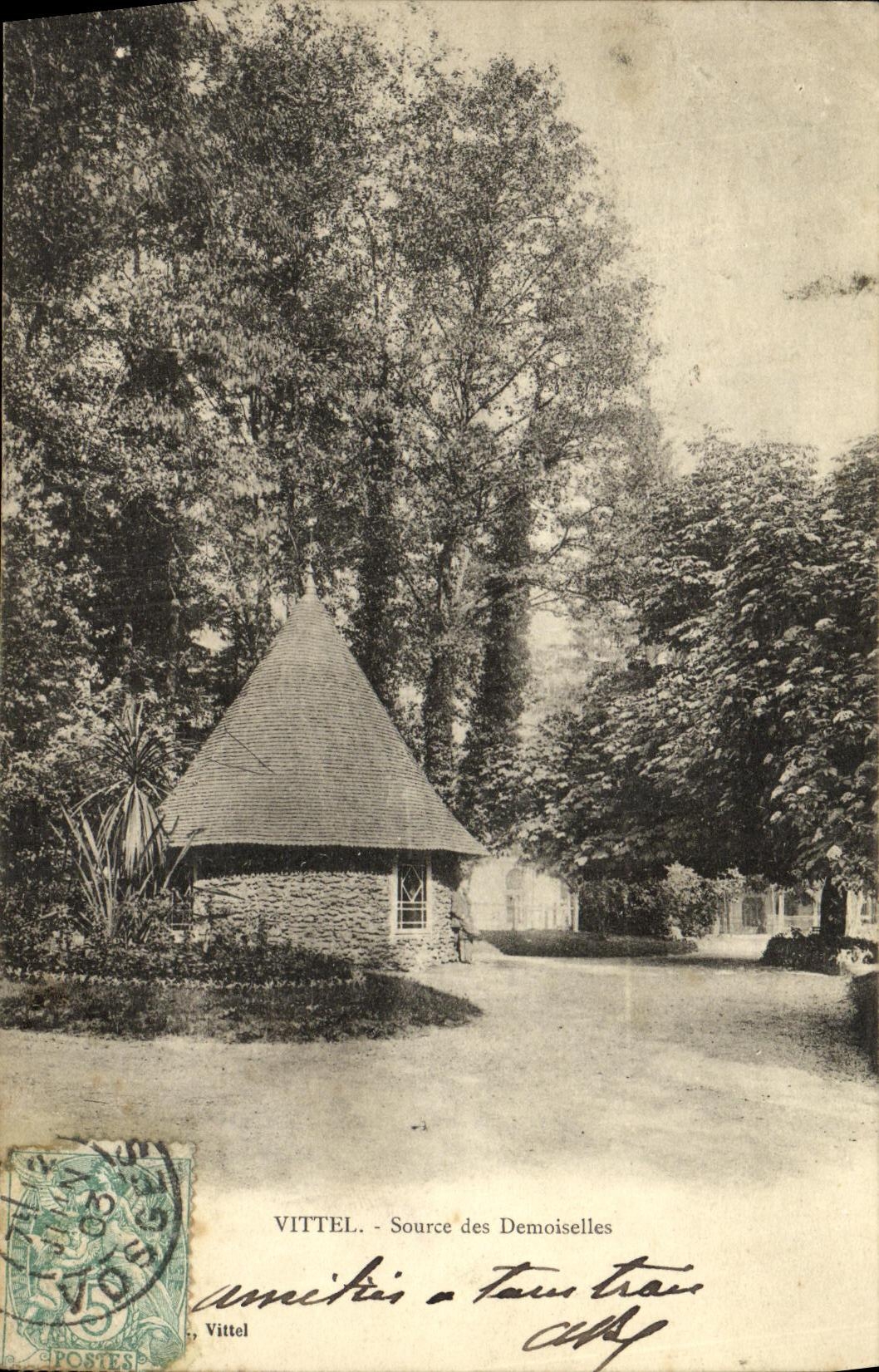 VINTAGE POSTCARD Vittel Source of the Young ladies