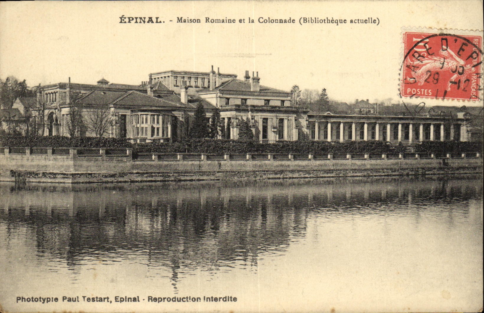 VINTAGE POSTCARD Epinal Roman House and the Colonnade current Library