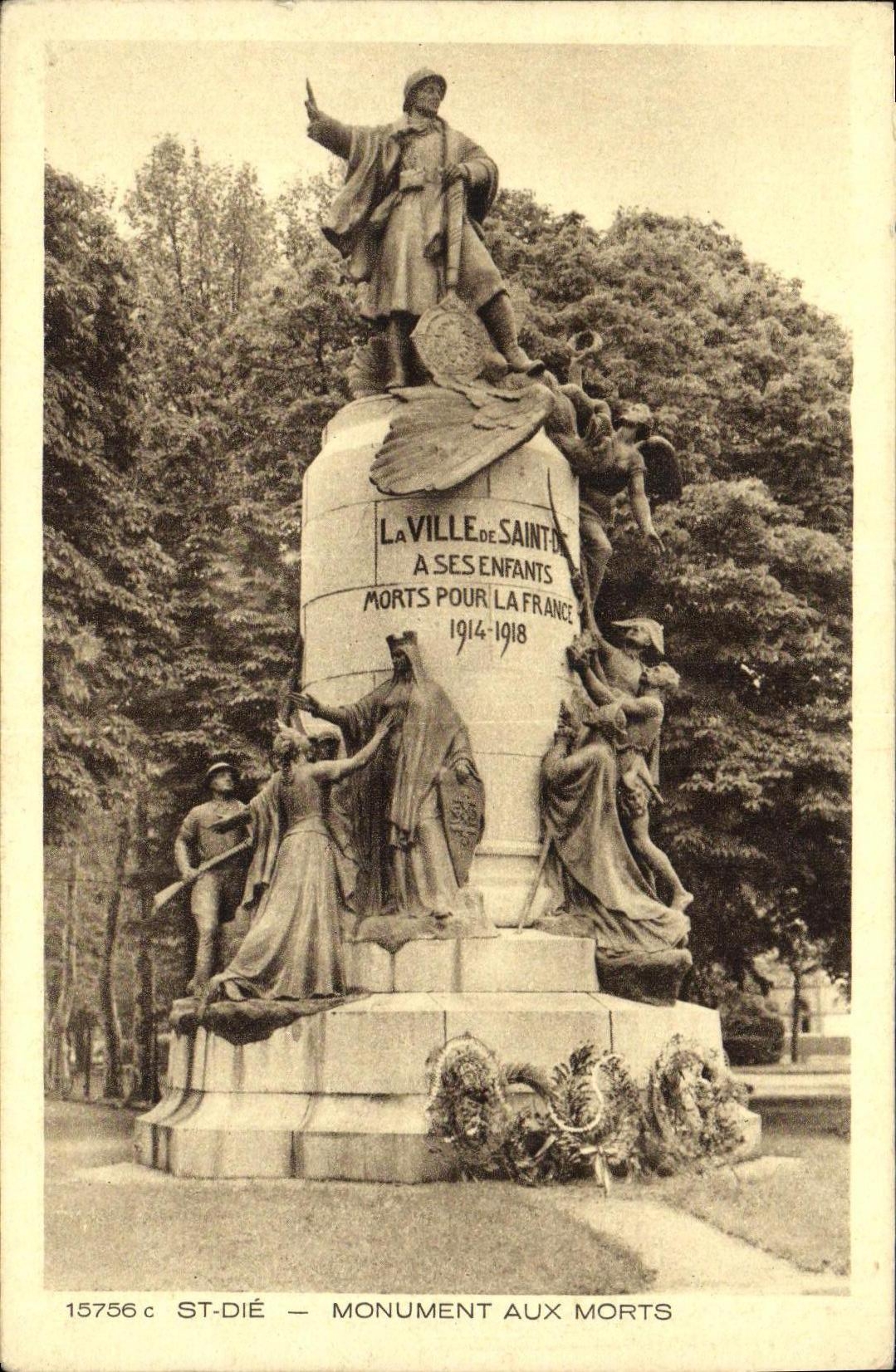 VINTAGE POSTCARD St Die War memorial Militaria