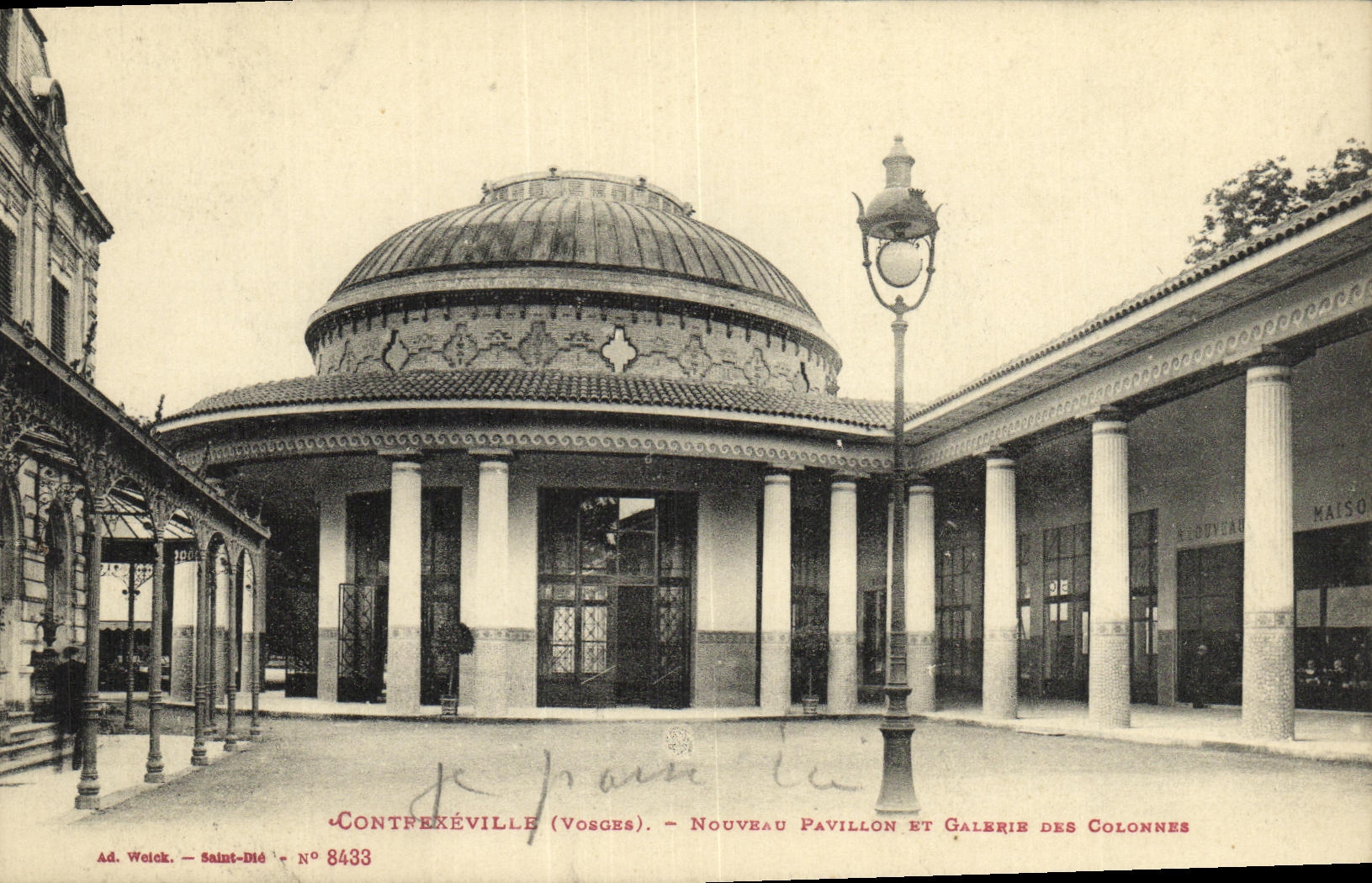 VINTAGE POSTCARD Contrexeville New House And Gallery Of the Columns