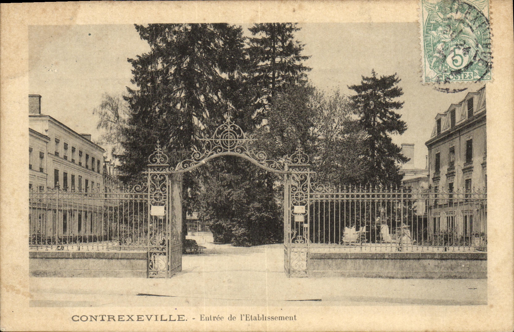 VINTAGE POSTCARD Contrexeville Entered Of L Establishment