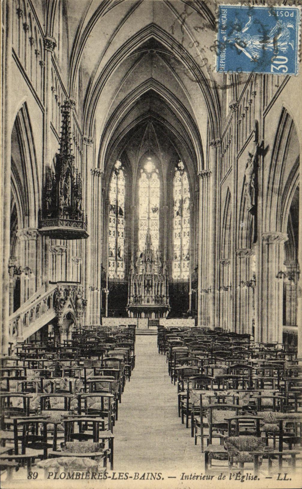 VINTAGE POSTCARD Plombieres Les Bains Interior of L Church