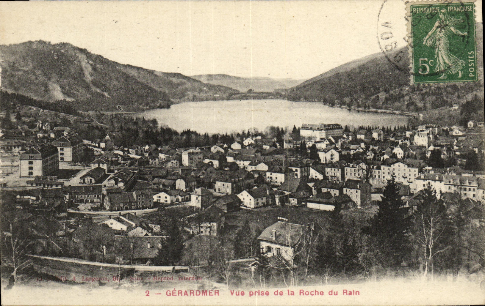 VINTAGE POSTCARD Gerardmer Seen from of the Rock of Rain