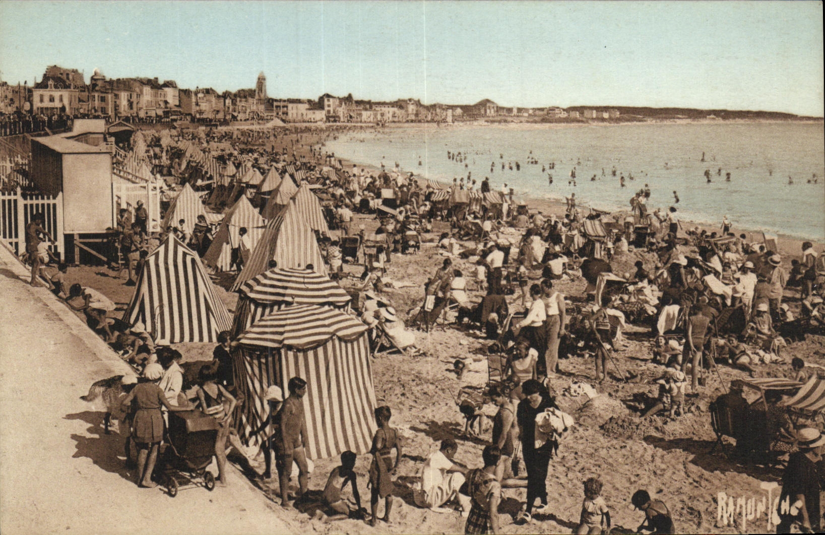 VINTAGE POSTCARD Sands D Olonne Of the Beach