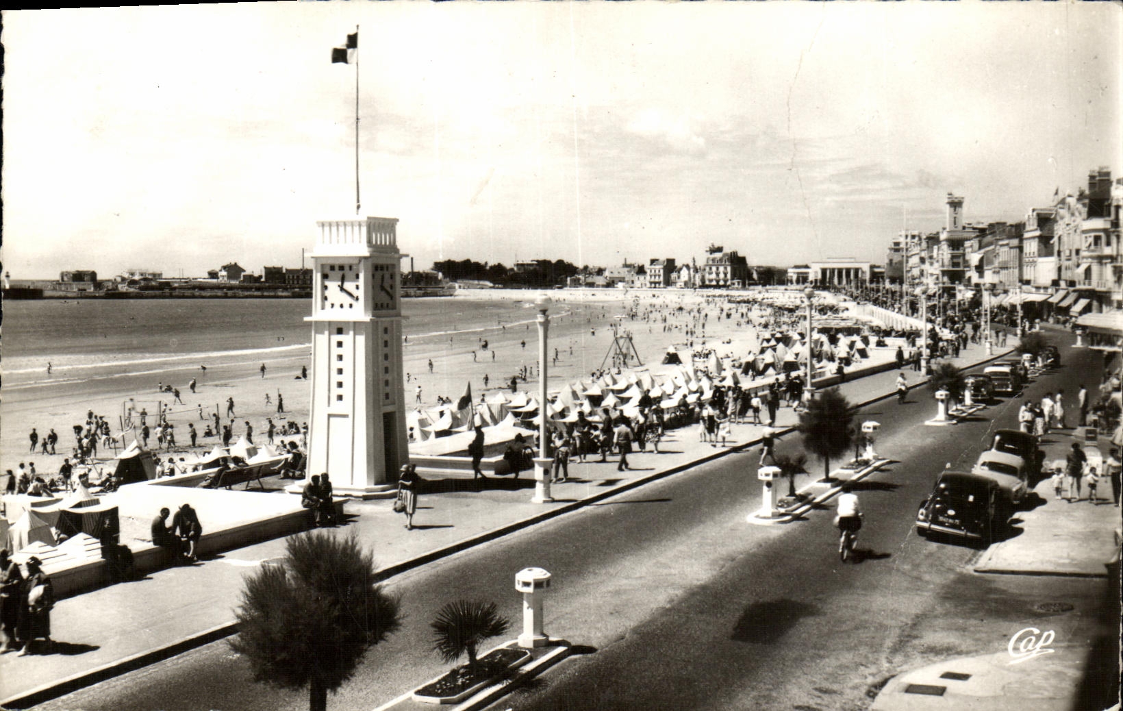 CPSM Sands D Olonne the Tower of L Clock and the Beach