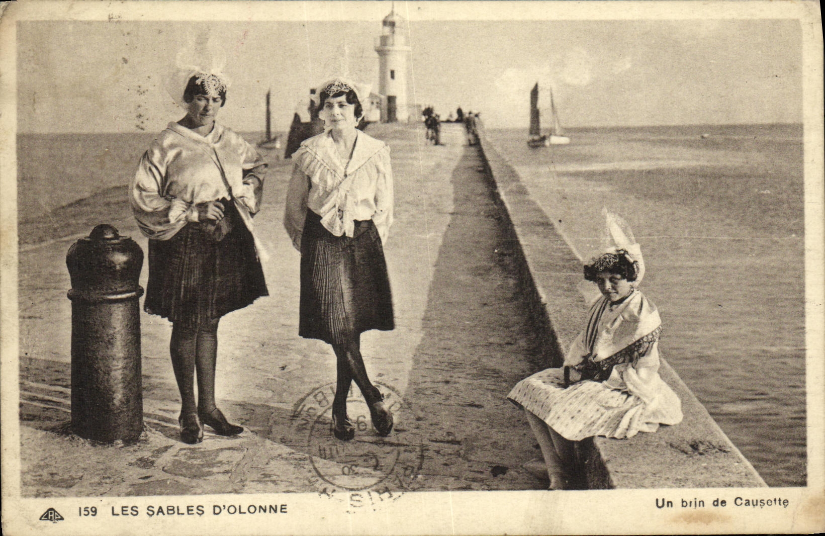 VINTAGE POSTCARD Sands D Olonne a Bit of Causette Women Folklore Costumes