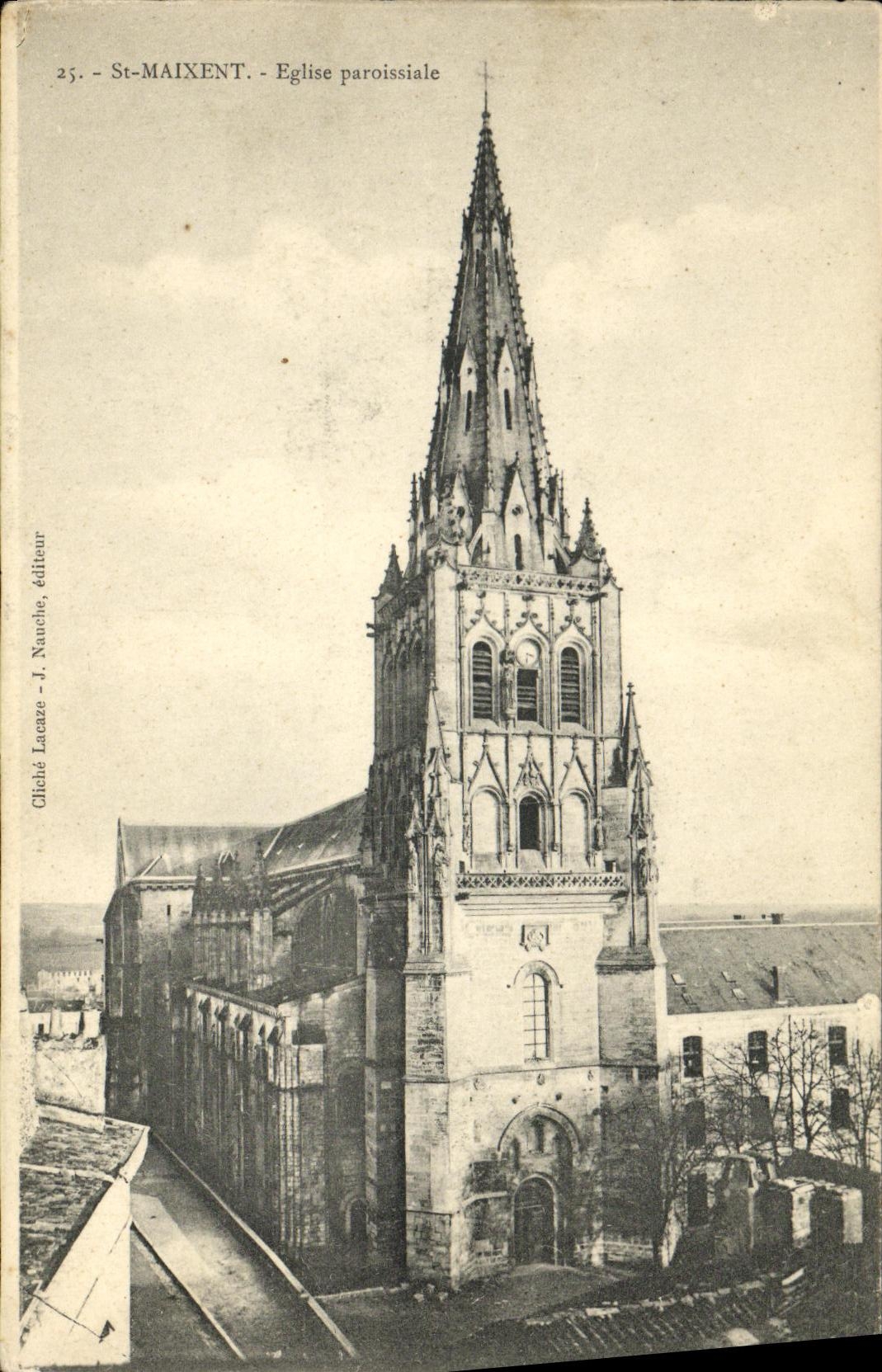 VINTAGE POSTCARD Holy Maixent Parish church