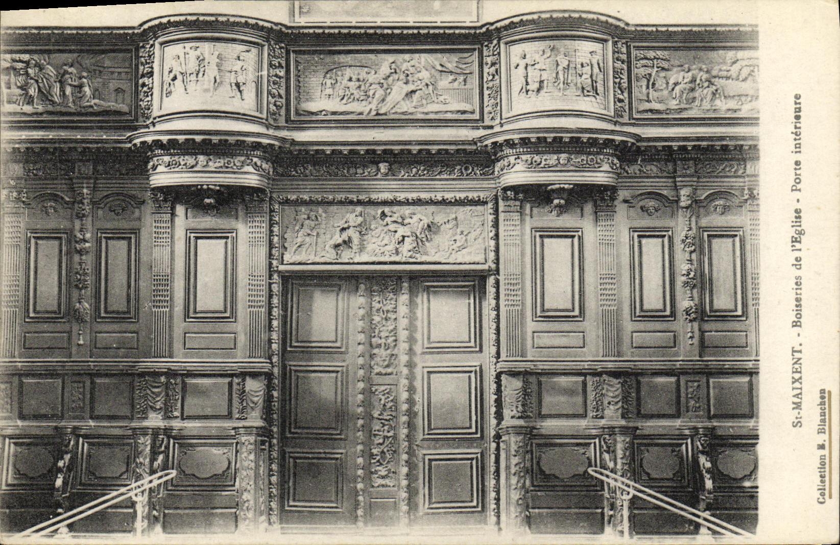 VINTAGE POSTCARD St Maixent Boisseries of L Eglise Carries Interior