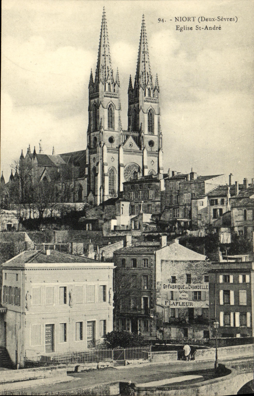 VINTAGE POSTCARD Niort Church St Andre Fabrique Fableur Candle