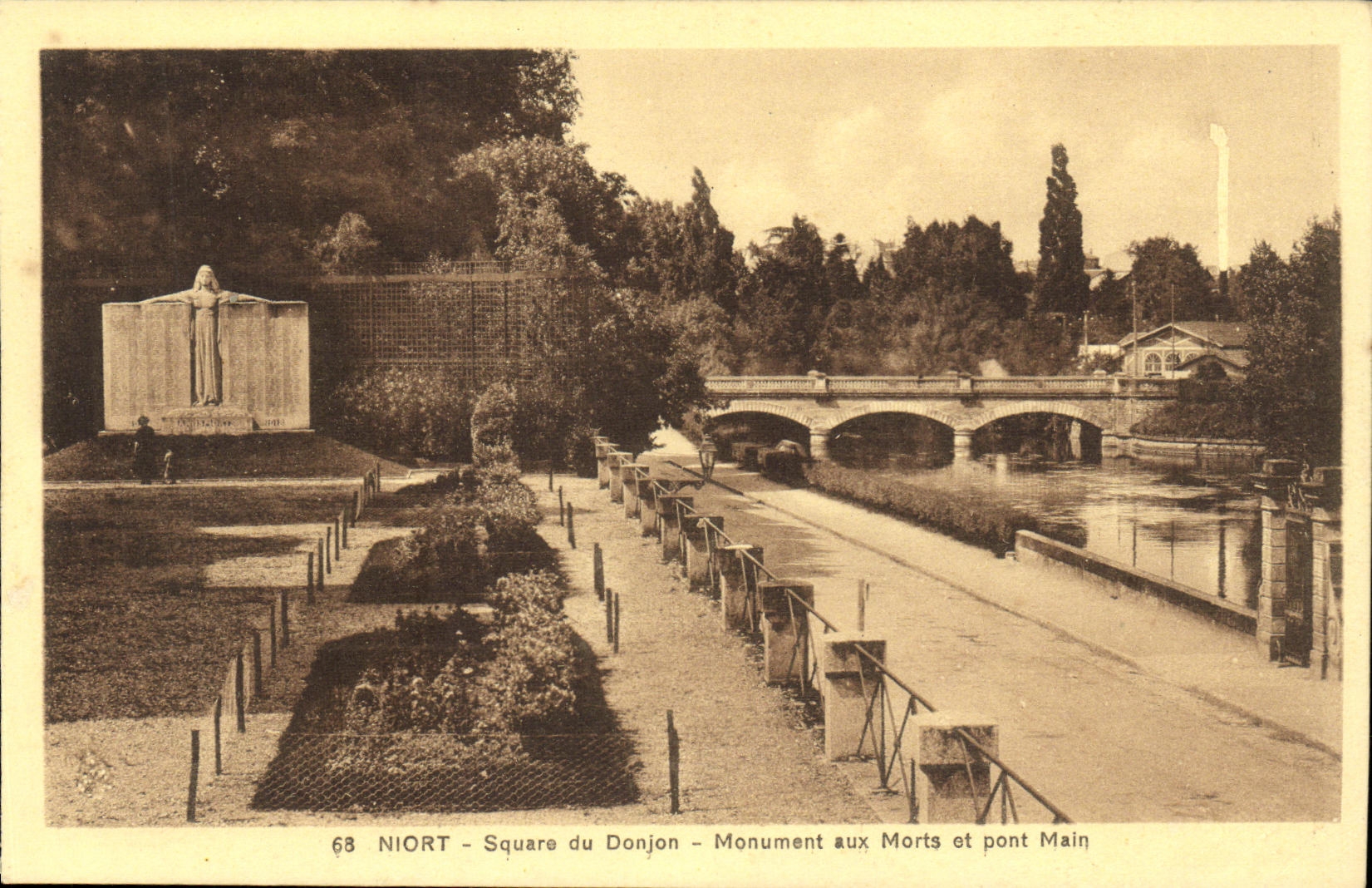 VINTAGE POSTCARD Niort Public garden of the Keep