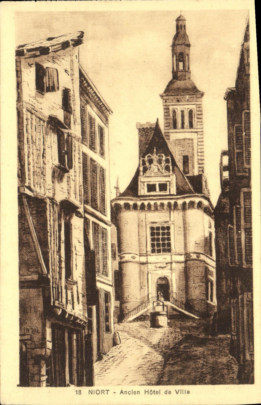 VINTAGE POSTCARD Niort Old Hotel of ViIle