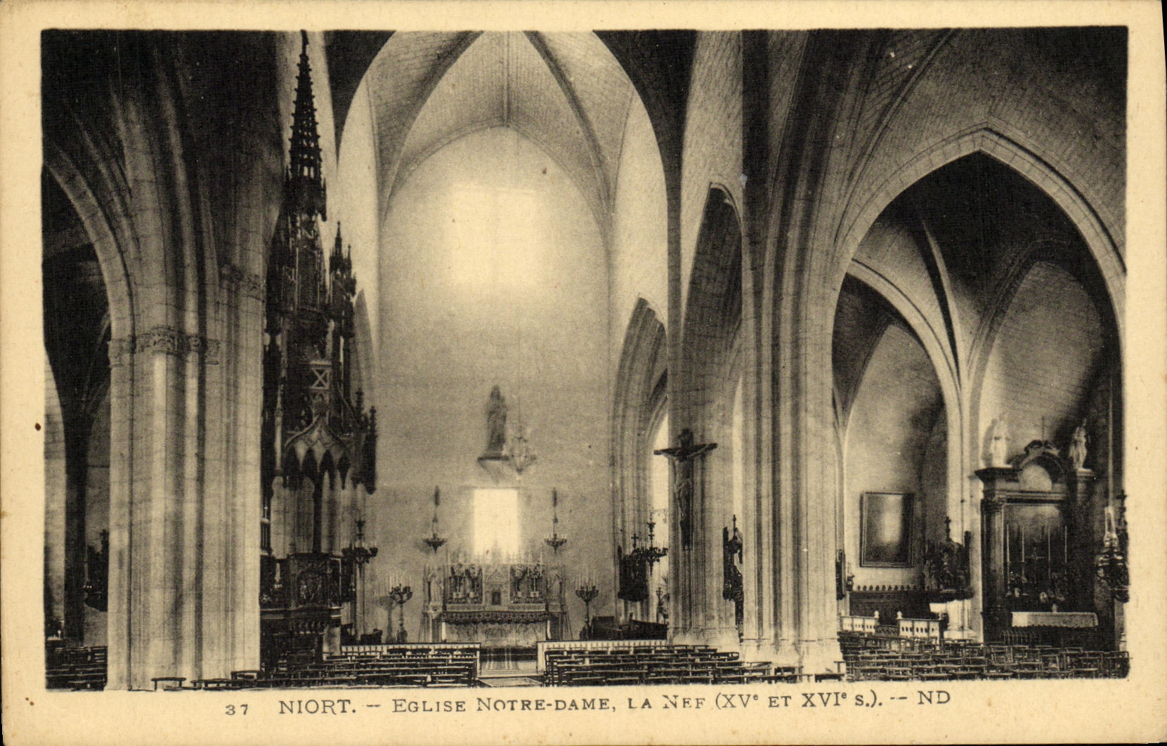 VINTAGE POSTCARD Niort Notre Dame Church the Nave