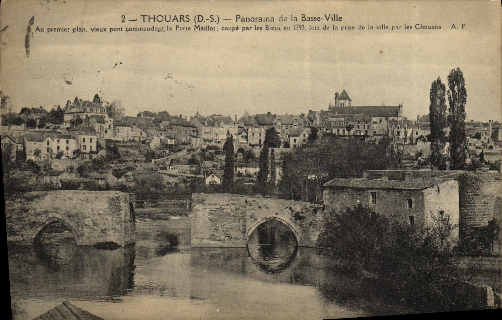 VINTAGE POSTCARD Thouars Panorama of the Low city