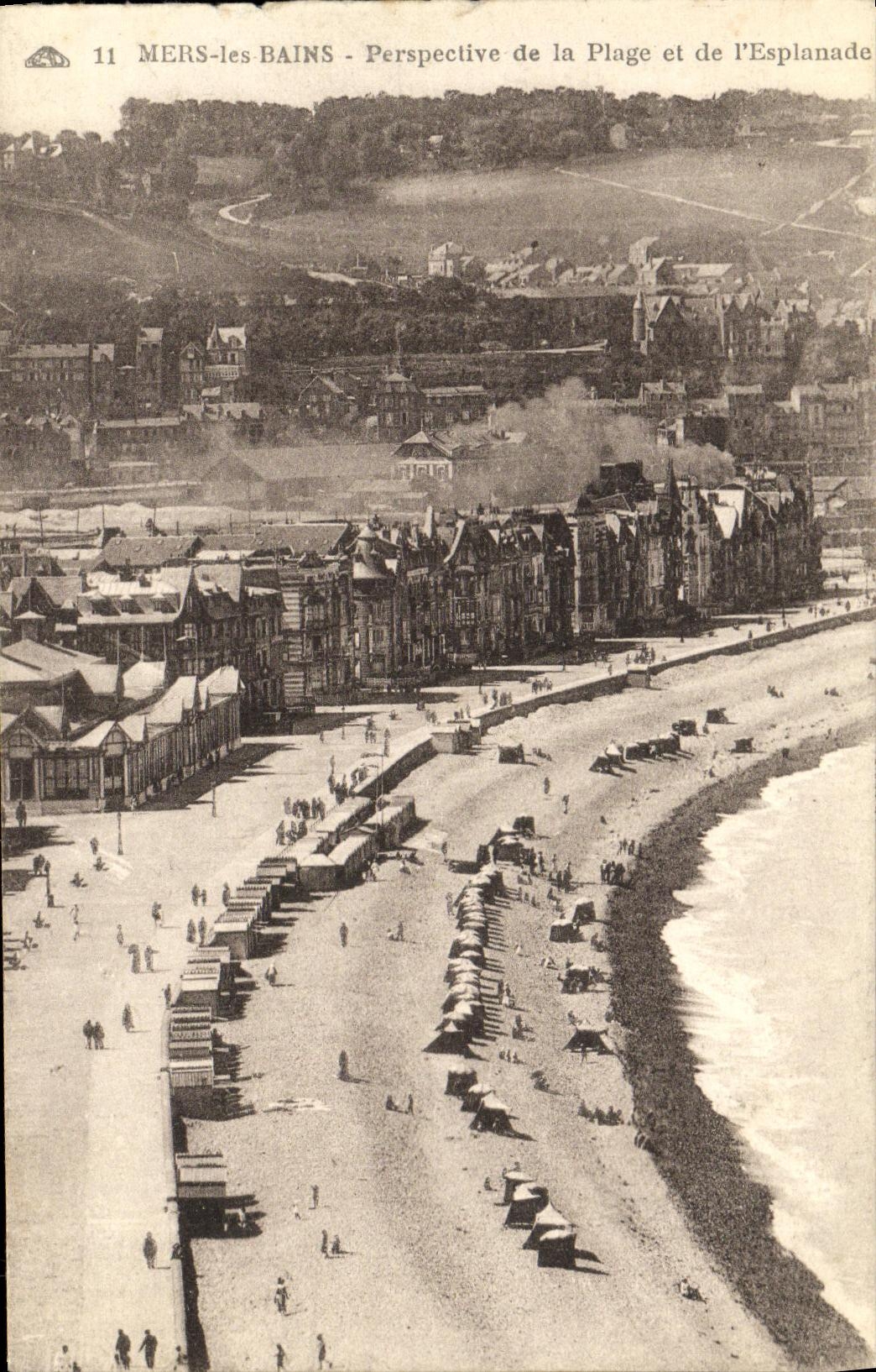 VINTAGE POSTCARD Seas les Bains Perspective Of the Beach and L Esplanade
