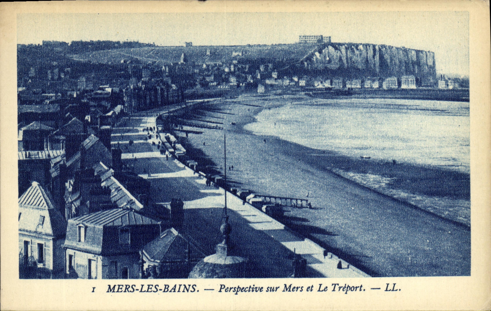 VINTAGE POSTCARD Seas les Bains Perspective On Seas and Treport